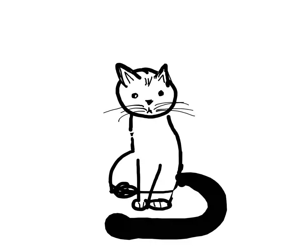 The cat’s body and face taking shape