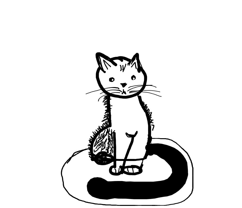 The cat with fur texture and the rug outline added